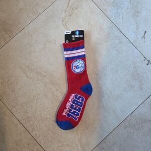 For Bare Feet Philadelphia 76ers Striped Red and Blue Socks